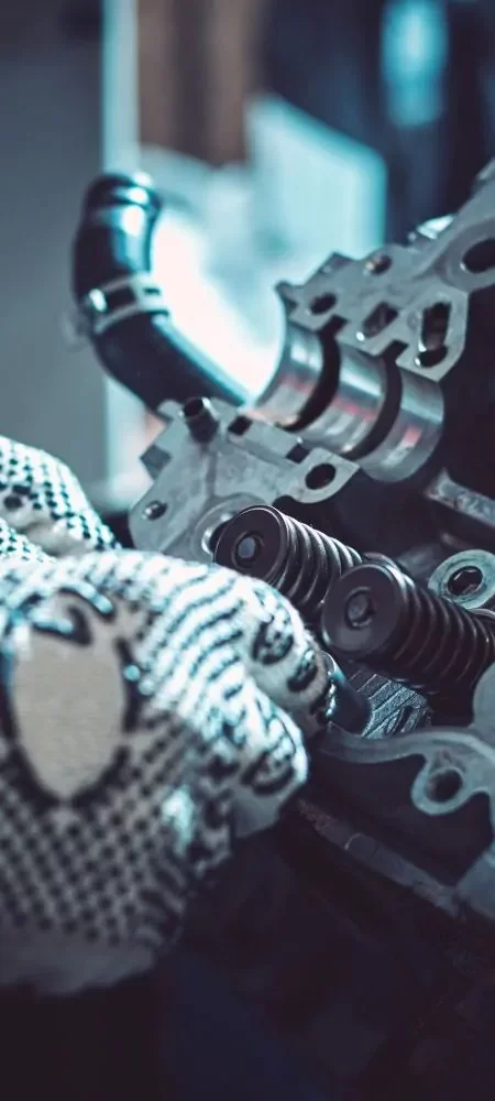 hand with mechanical glove